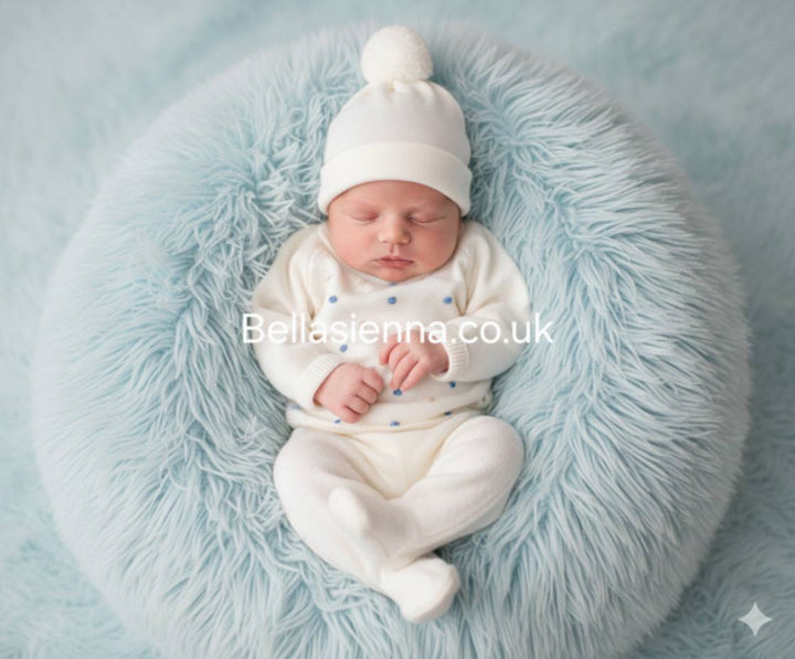 Boys Ivory Three Piece Knitted Set With Hat - C5004