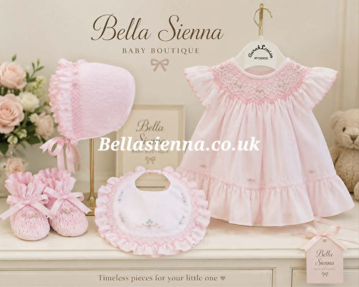 Sarah Louise Pink Heritage Collection Hand Smocked & Embroidered Dress - C7000
