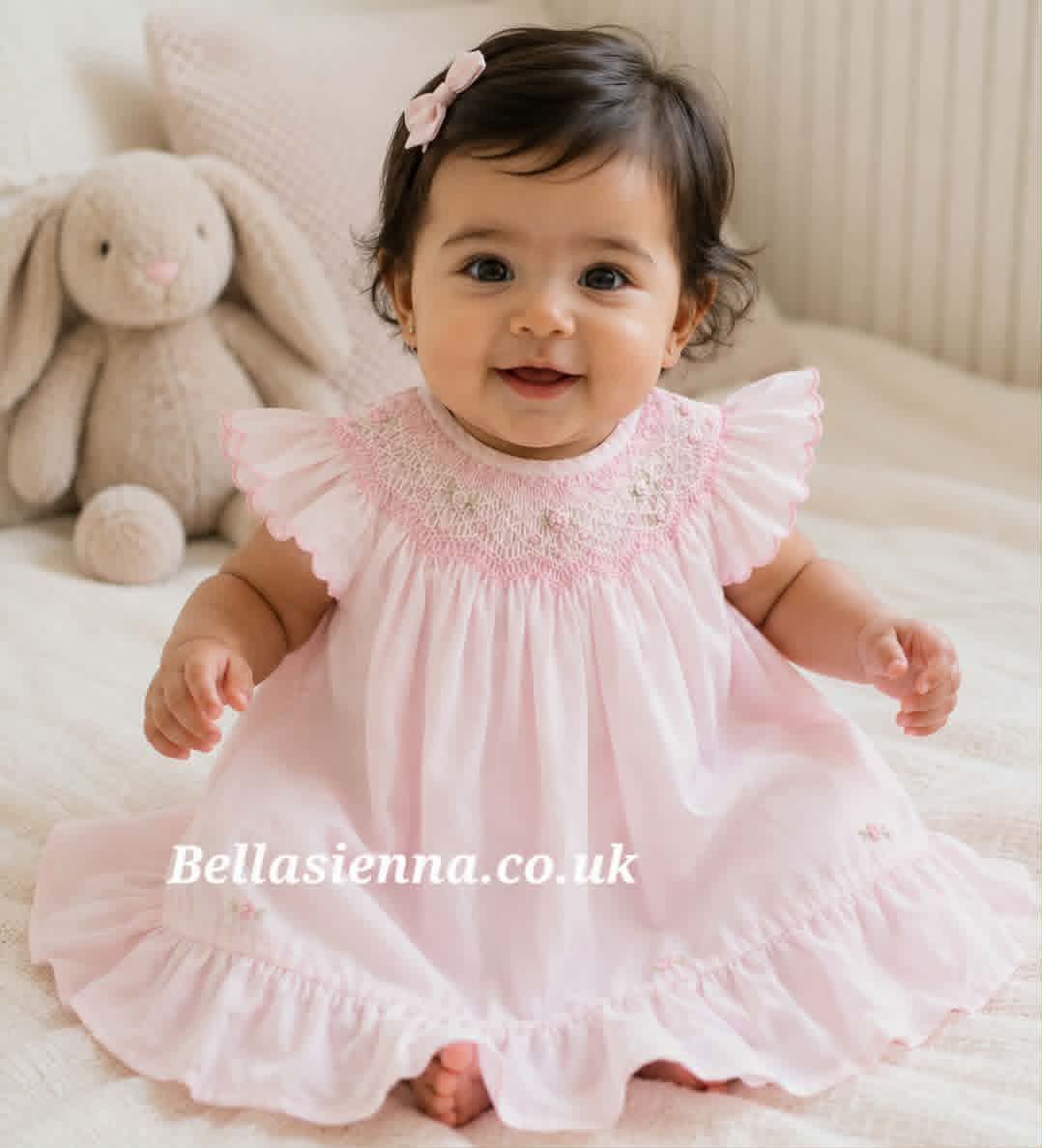 Sarah Louise Pink Heritage Collection Hand Smocked & Embroidered Dress - C7000