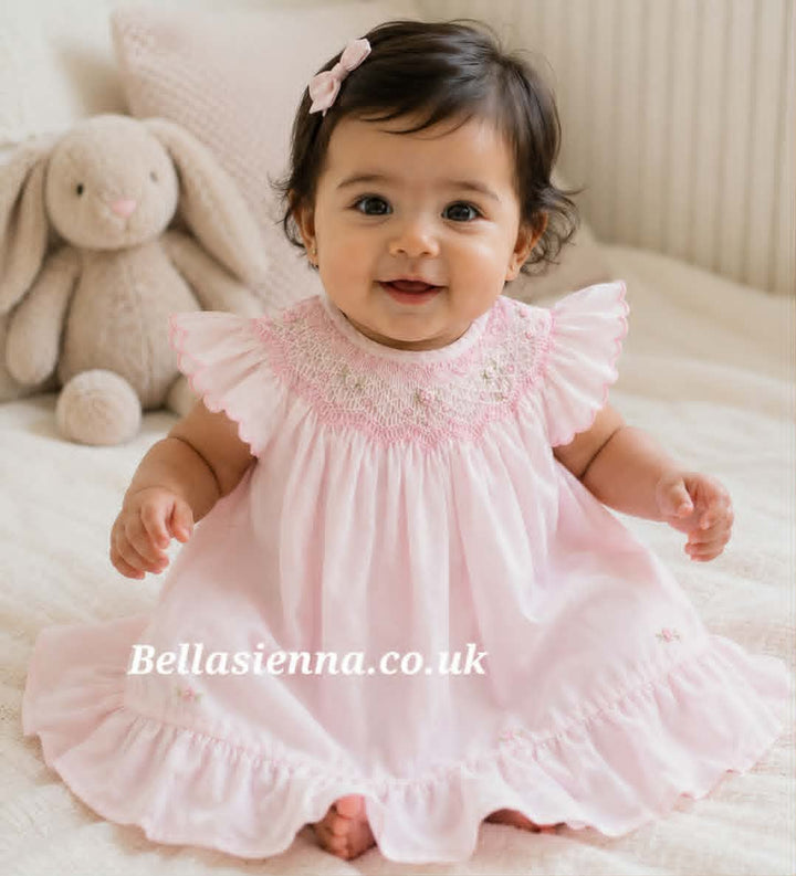 Sarah Louise Pink Heritage Collection Hand Smocked & Embroidered Dress - C7000