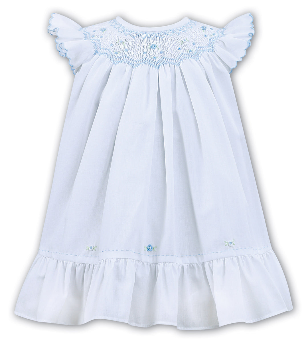 Sarah Louise White & Blue Heritage Collection Hand Smocked & Embroidered Dress - C7000