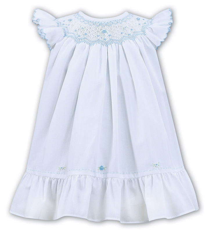 Sarah Louise White & Blue Heritage Collection Hand Smocked & Embroidered Dress - C7000