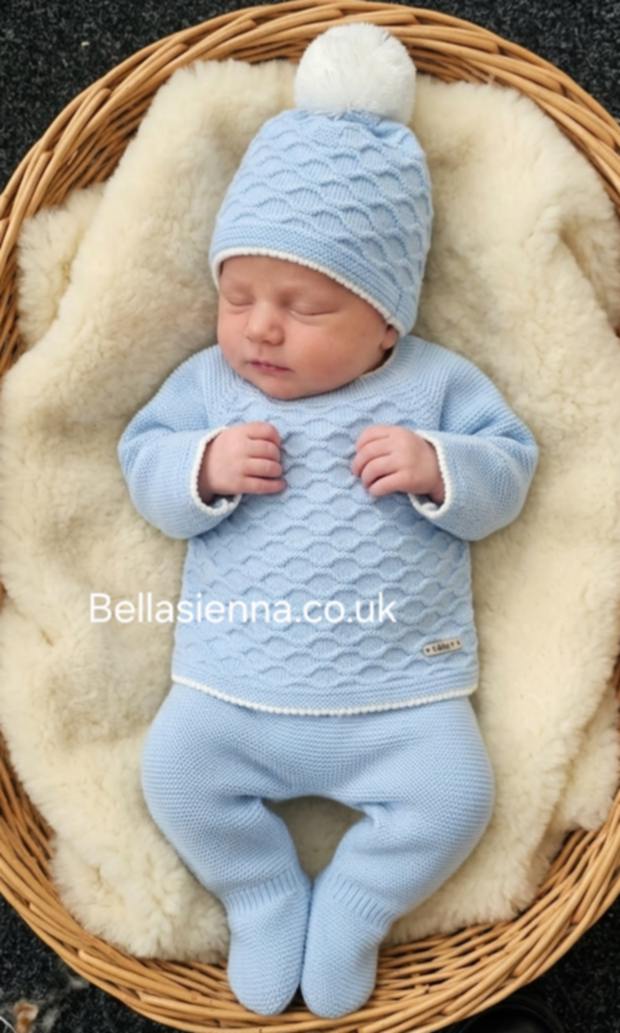 Boys Blue Three Piece Knitted Set With Hat - C7005
