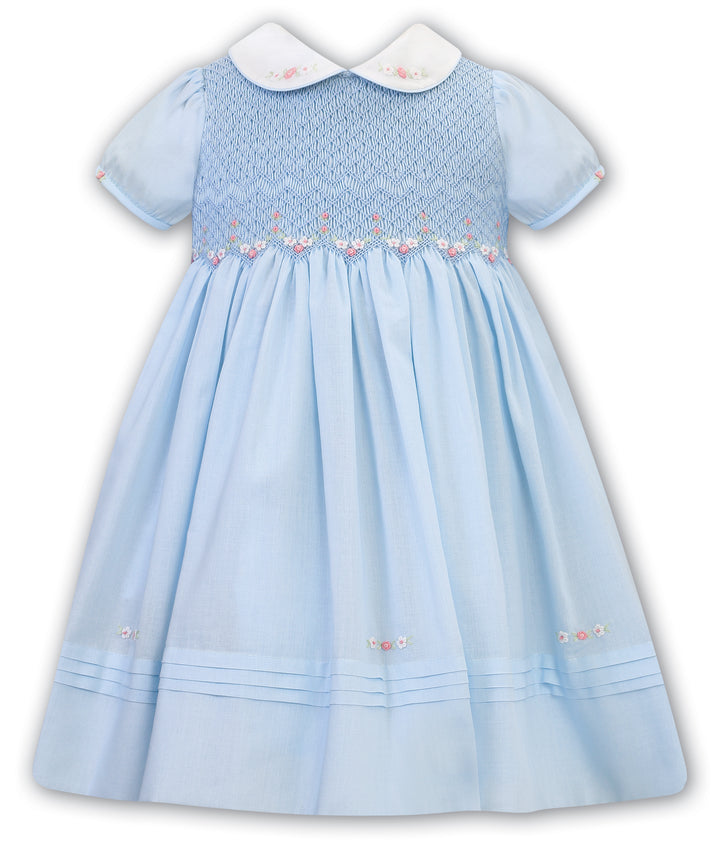 Sarah Louise Girls Blue Hand Smocked Heritage Dress - C7501