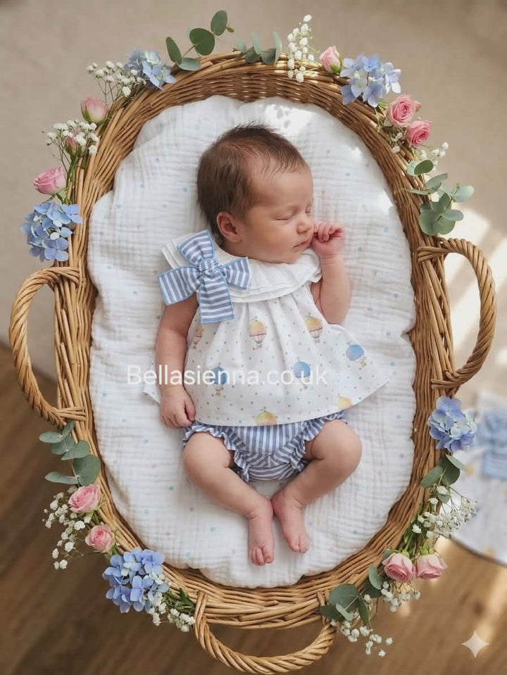 Pretty Girls Blue & White "Hot Air Balloon" Dress & Matching Pants Set - SG250