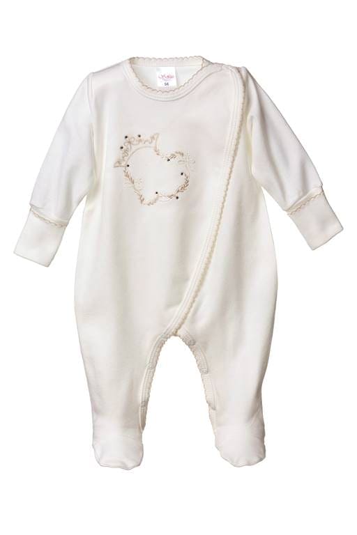 Sofija "CELESTIA" Ivory & Beige Cotton Babygrow