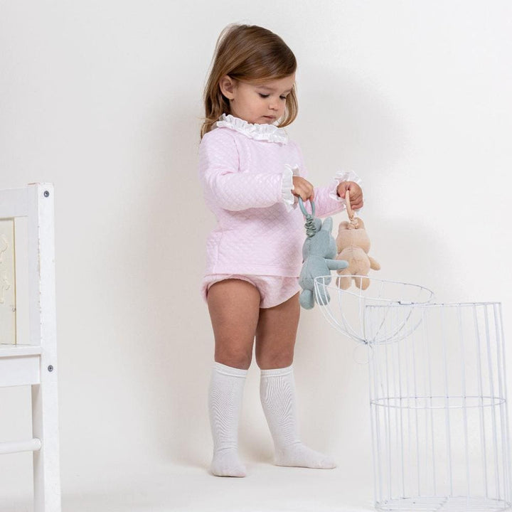 Calamaro Baby Girls Pink Jam Pants Set With Frill - 11007