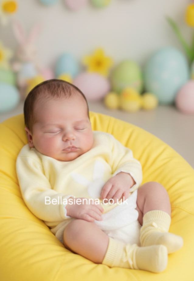 Girls Lemon & White Bunny Rabbit Jumper & Jam Pants Set - DANI