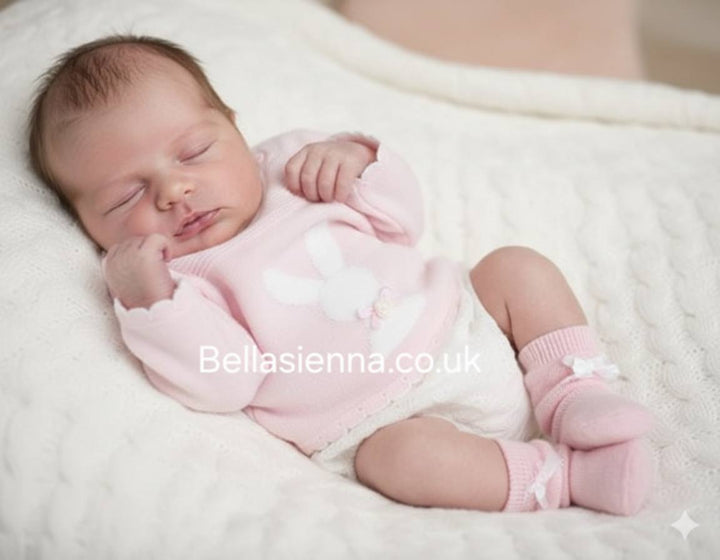 Girls Pink & White Bunny Rabbit Jumper & Jam Pants Set - DANI