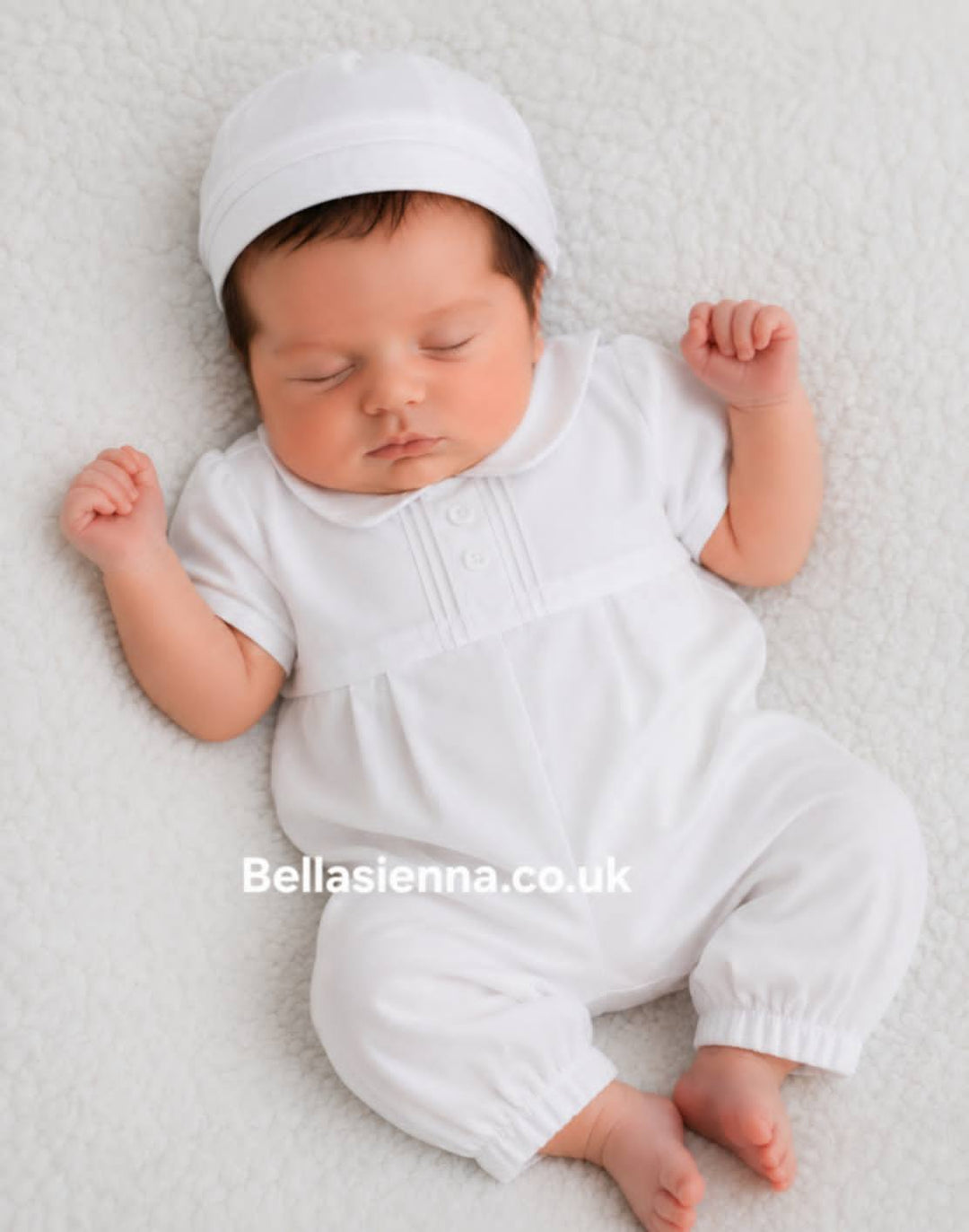 Pretty Orginals Boys White Traditional Romper & Hat - Christening - DL07922