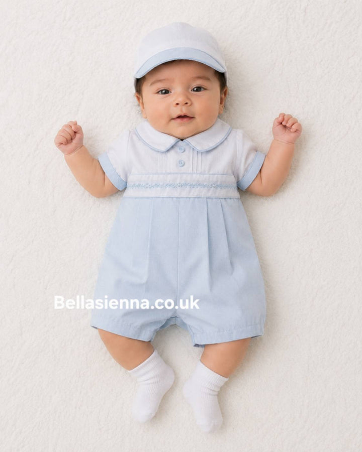 Pretty Originals Baby Boys Summer Romper/Shortie With Matching Cap -  DL61973