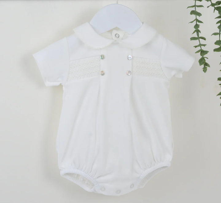 Ivory Baby Boys Smocked Romper - B0455