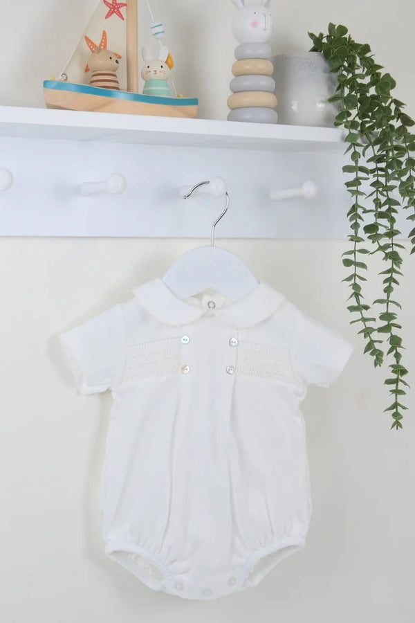 Ivory Baby Boys Smocked Romper - B0455
