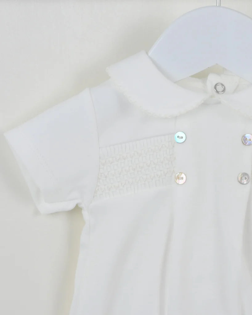 Ivory Baby Boys Smocked Romper - B0455