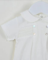 Ivory Baby Boys Smocked Romper - B0455