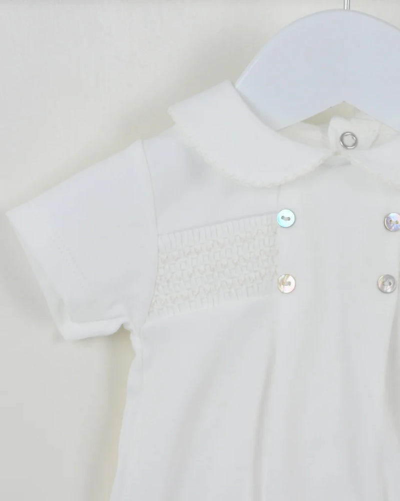 Ivory Baby Boys Smocked Romper - B0455