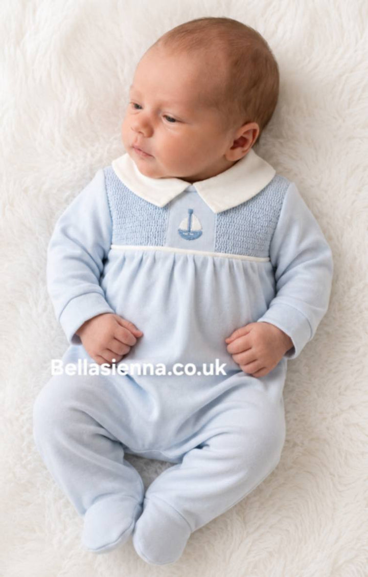 Dandelion Little Boat Smocked Sleepsuit AV2439