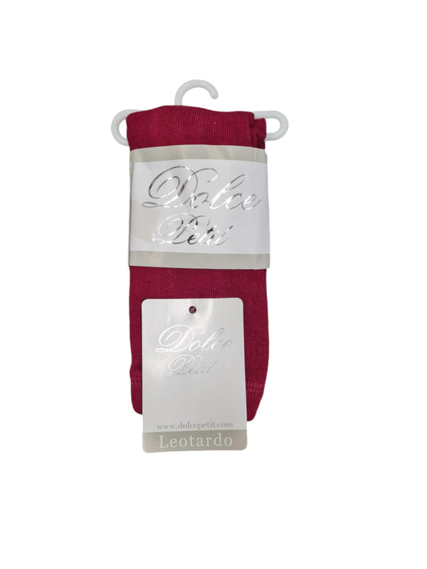 Dolce Petit Thick Ribbed Dark Red Tights