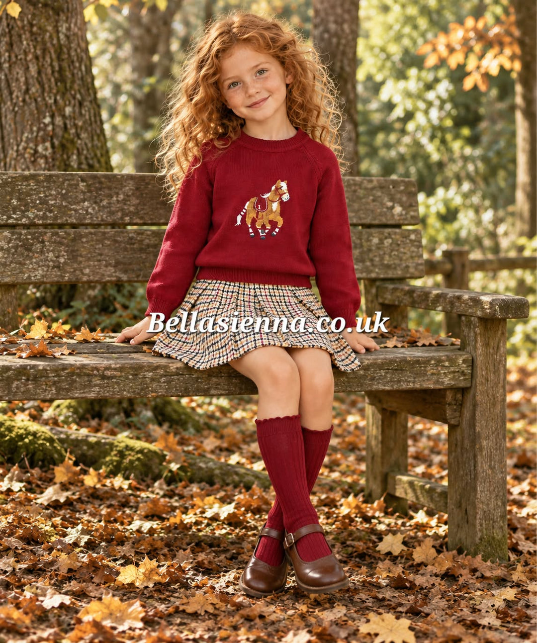 Deolinda Girls "BALMORAL" Houndstooth Skirt & Jumper Set - DBI26612