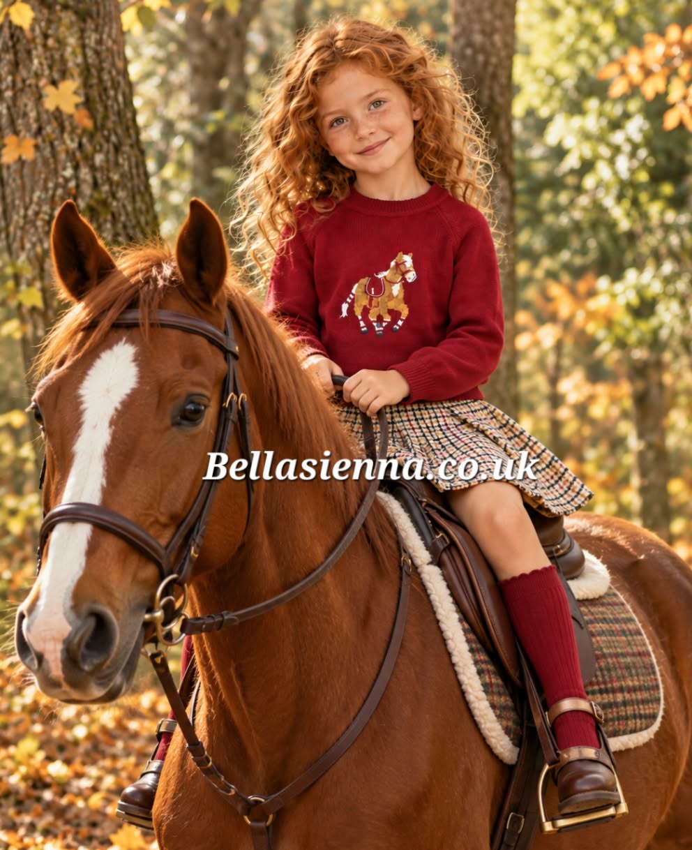 Deolinda Girls "BALMORAL" Houndstooth Skirt & Jumper Set - DBI26612