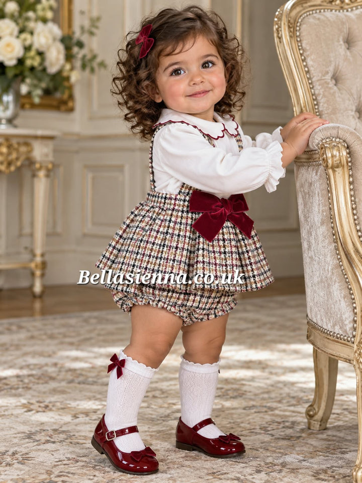 Deolinda Girls Houndstooth Bloomers & Blouse Set -DBI26610