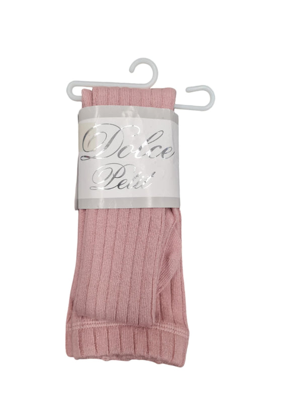Dolce Petit Thick Ribbed Dusky Pink Tights