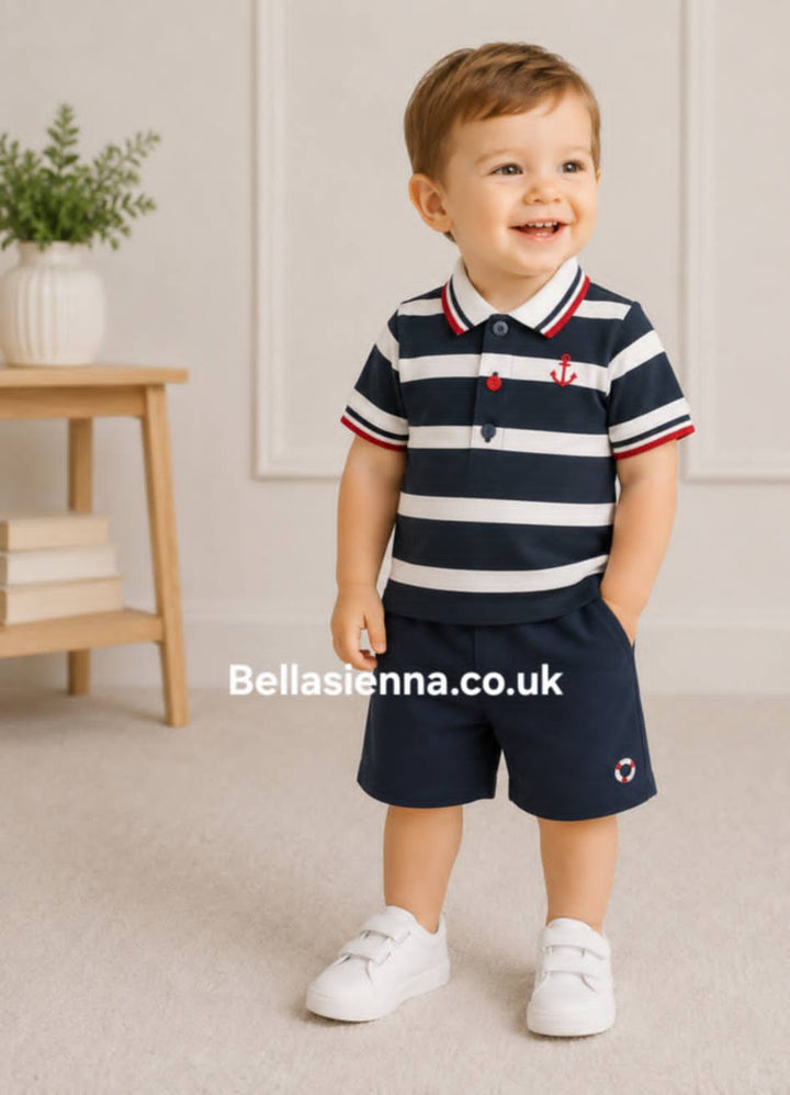 Emile et Rose Boys Red, White & Navy Shorts & T-shirt Set - 5322 Kent