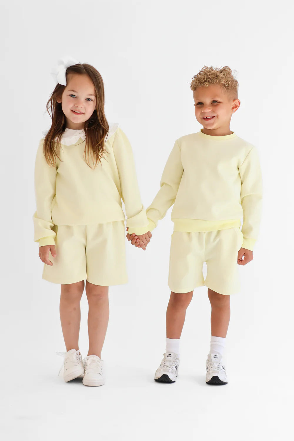Harris Kids "Enzo" Boys Plain Jumper & Shorts Set - Lemon