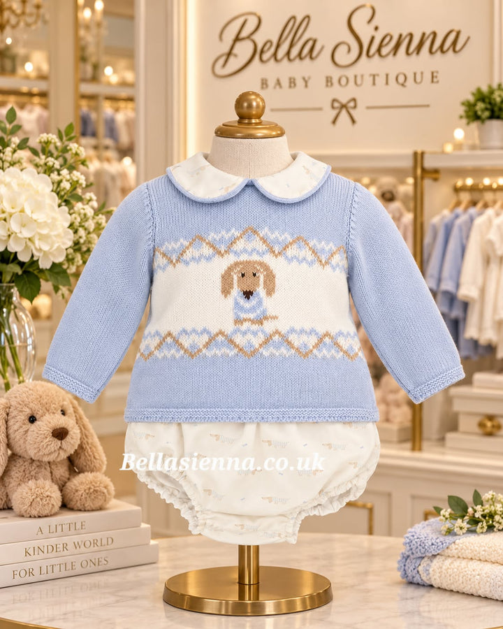 Foque Dachshund Blue Jumper & Jam Pants Set Sausage Dog - 2224514