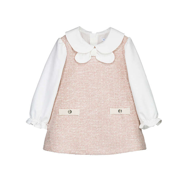 Girls Tweed Knit Combined Dress - 2948 - 29 - Pink
