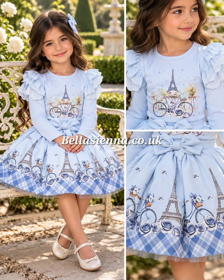 Giorgio Bambini Girls Blue "Bicycle" Skirt & Top Set - YG-203