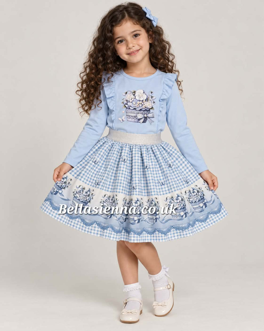 Giorgio Bambini Girls Blue "CUPCAKE" Long Sleeved Top & Skirt Set - YG-10