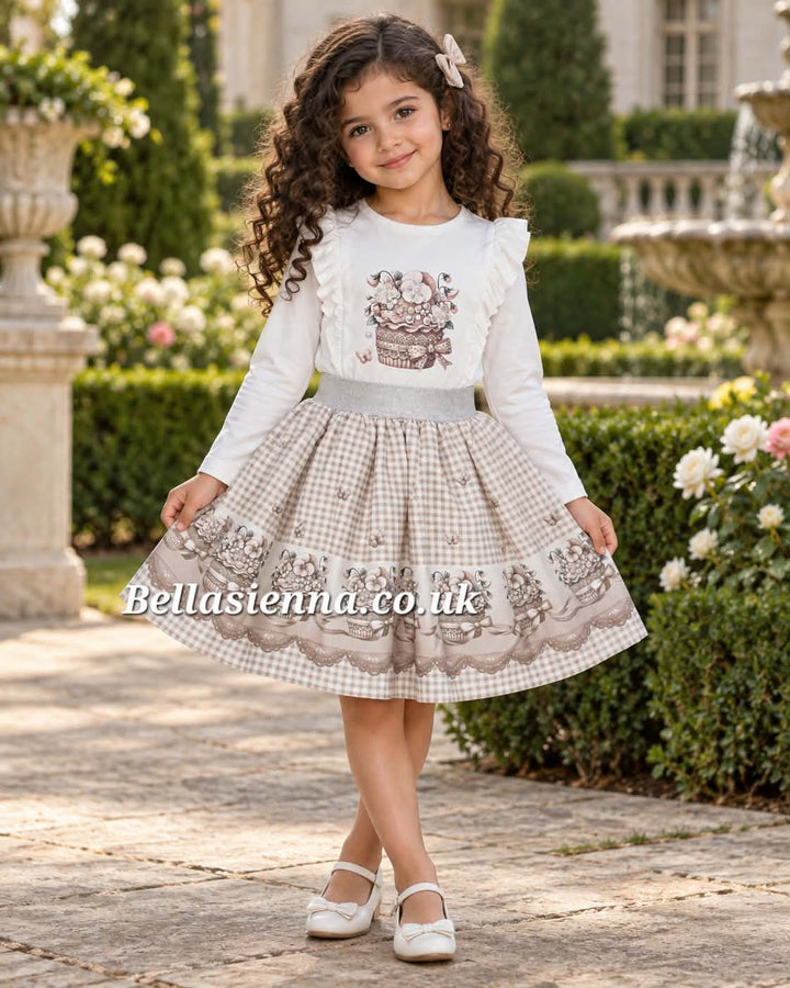 Giorgio Bambini Girls ivory "CUPCAKE" Long Sleeved Top & Skirt Set - YG-10