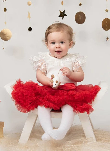 Caramelo Kids Red Layered Ruffle Tutu Skirt - 042225