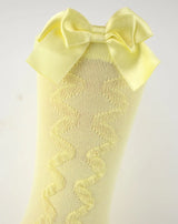 "Grazia" Girls Knee High Lemon Bow Socks