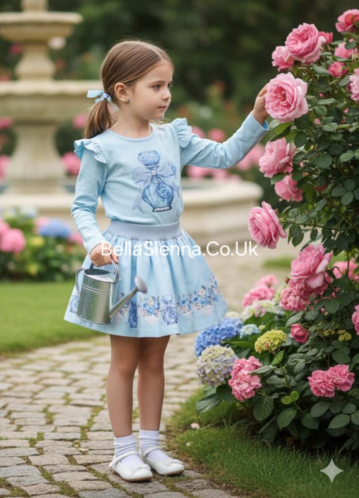 Neon Light Blue Skirt Set - "Harlie" - 3787