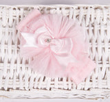 Large Pink Tulle Bow Headband With Thick Band