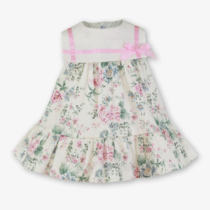 Miranda Baby Girls Floral Dress With Pink Bow - 0152/V