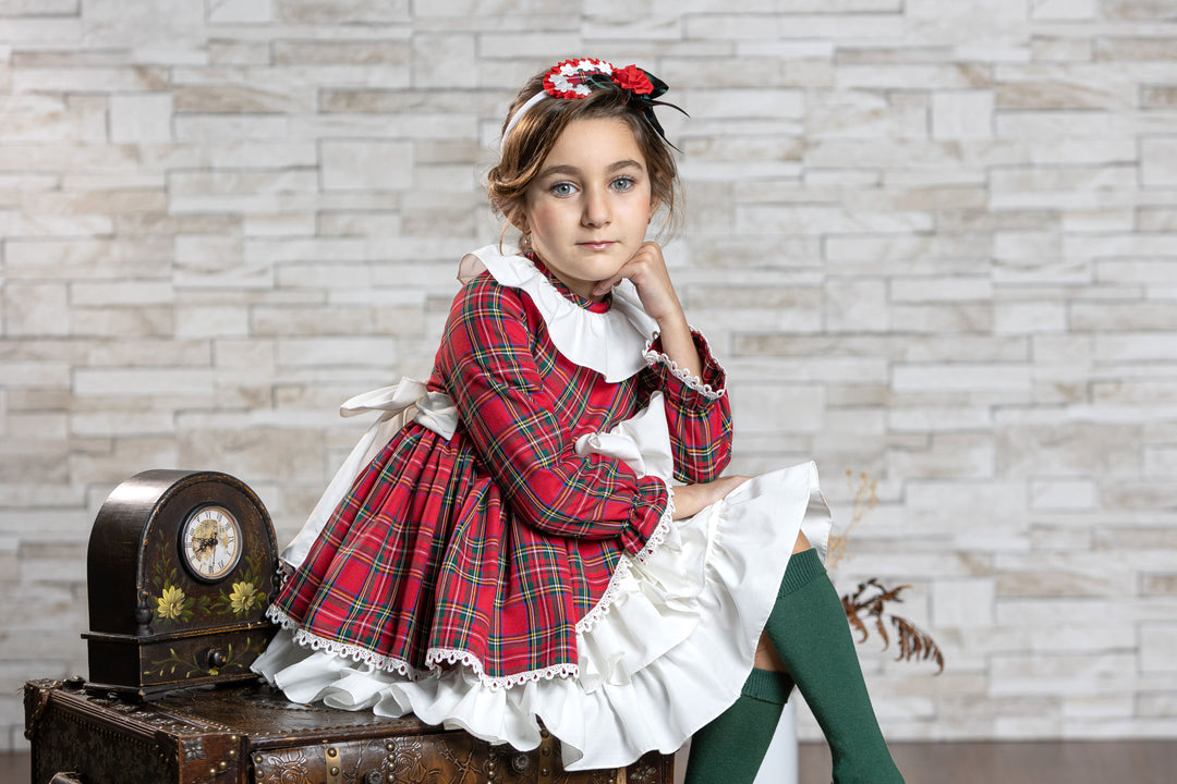 red and green tartan dress Holiday Tartan Maxi Dress