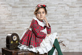 Abuela Tata Red & Green Tartan Dress With Beautiful Bow Back - 2599349
