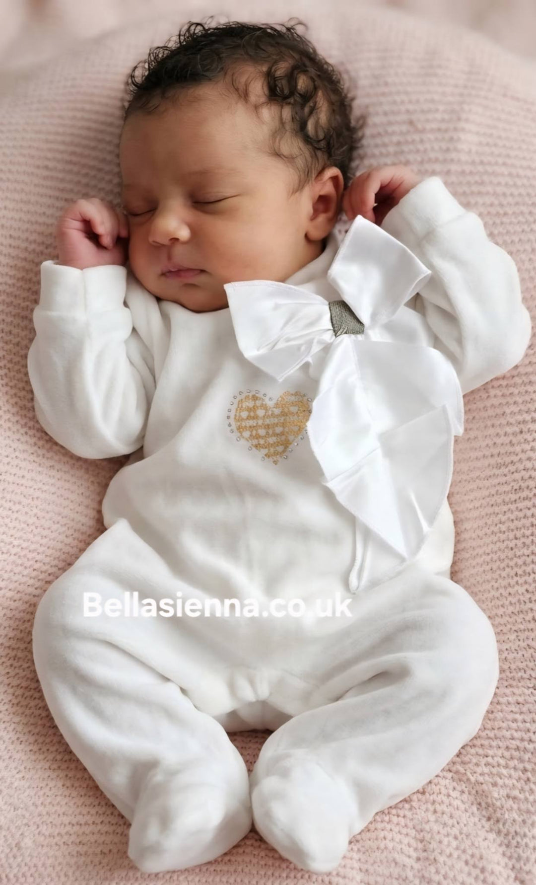 IDO by MINICONF Baby Girls Ivory & Gold Velour Sleepsuit 0112