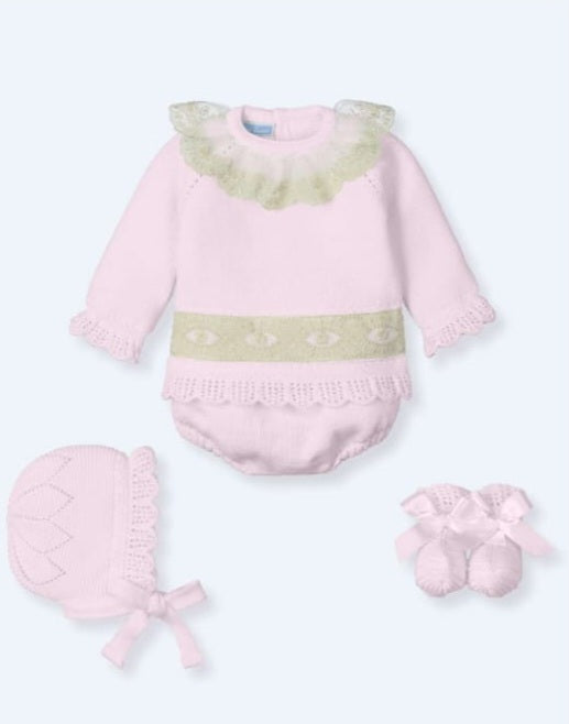 Mac ilusion Pink Four Piece Knitted "Coming Home" Outfit - 9239