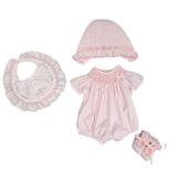 EXCLUSIVE TO BELLA SIENNA - Premature Baby Pink Bubble Hand Smocked Romper - C6004S