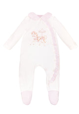 Jamiks "INKI" Pink Rocking Horse All In One Velour Babygrow Sleepsuit
