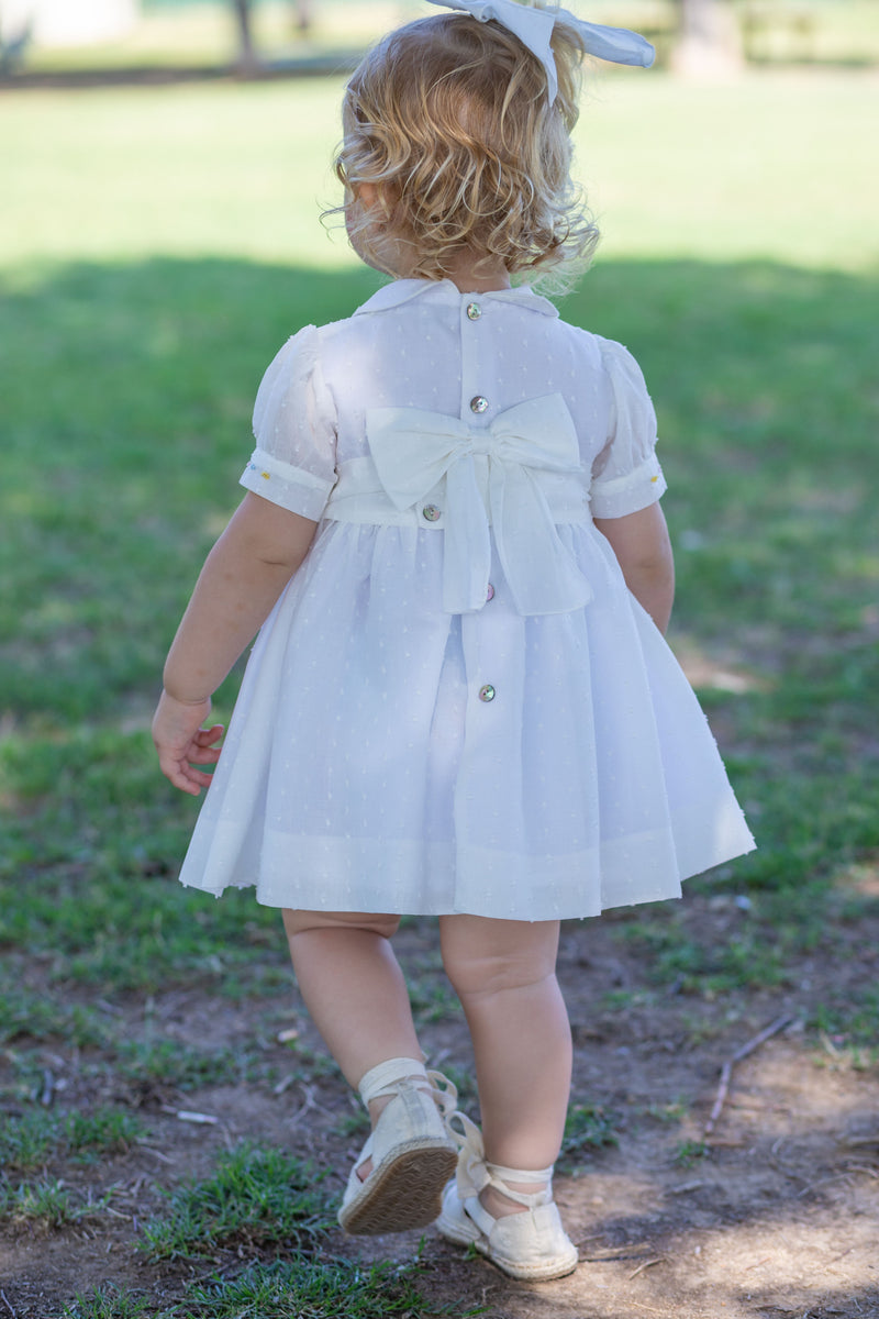 Naxos Hand Smocked Pastel Dress & Matching Hair Bow - 7331