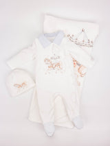 Jamiks "JANIK" Rocking Horse All In One Velour Babygrow & Hat Set