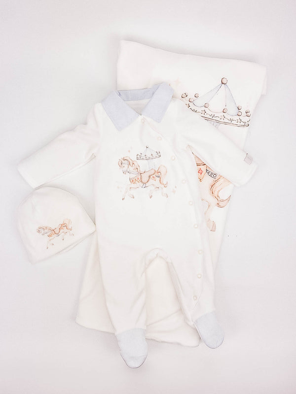 Jamiks "JANIK" Rocking Horse All In One Velour Babygrow Sleepsuit