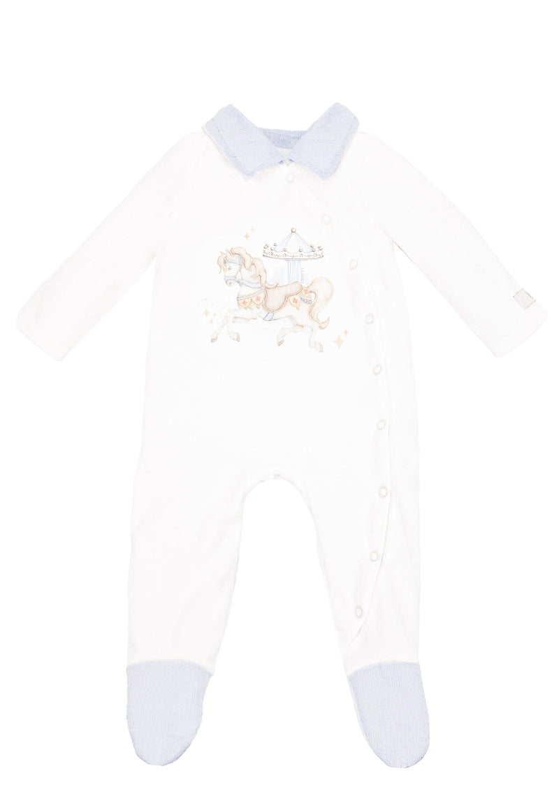 Jamiks "JANIK" Rocking Horse All In One Velour Babygrow & Hat Set