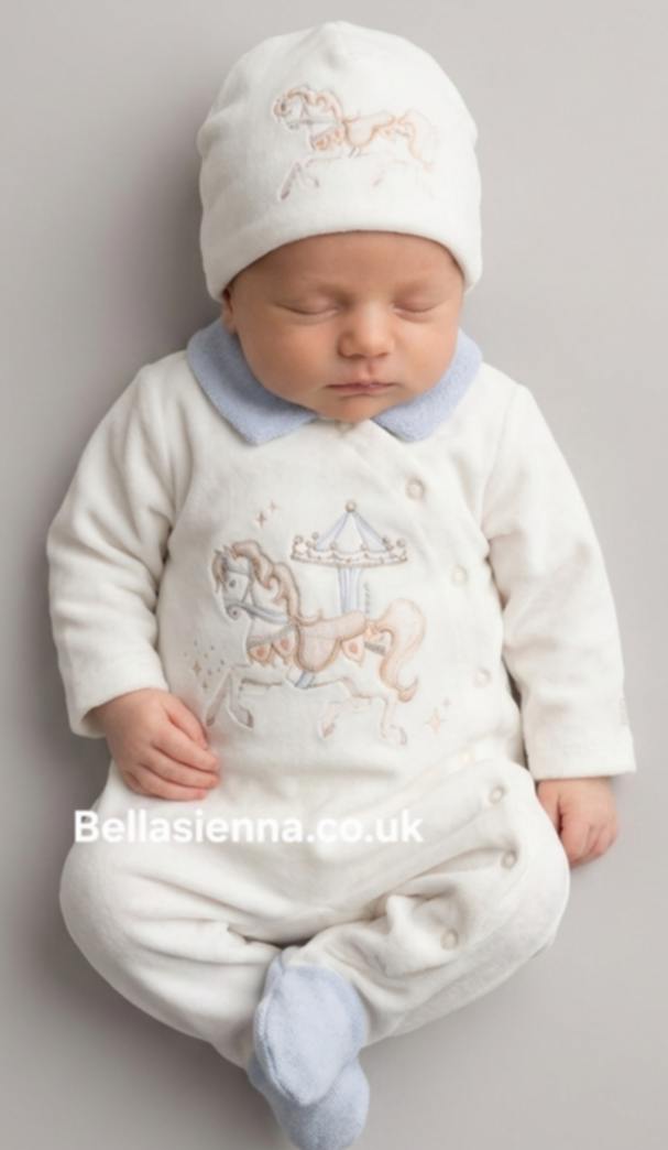 Jamiks "JANIK" Carousel Horse All In One Velour Babygrow & Hat Set