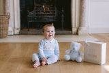 Emile et Rose Baby Blue Teddy Bear Knitted Baby Romper With Matching Hat - Kristian